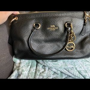 Coach Mia Satchel with Gold embellishments. Buffalo embossed leather.